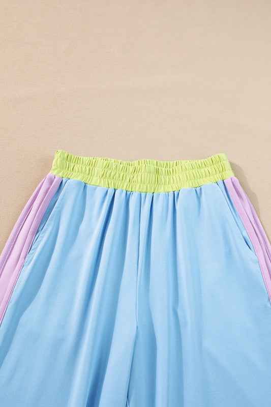 Colorblock Cap Sleeve Tee and Pants Set b8cc8e26-8e83-44d1-b619-863feb93fb31