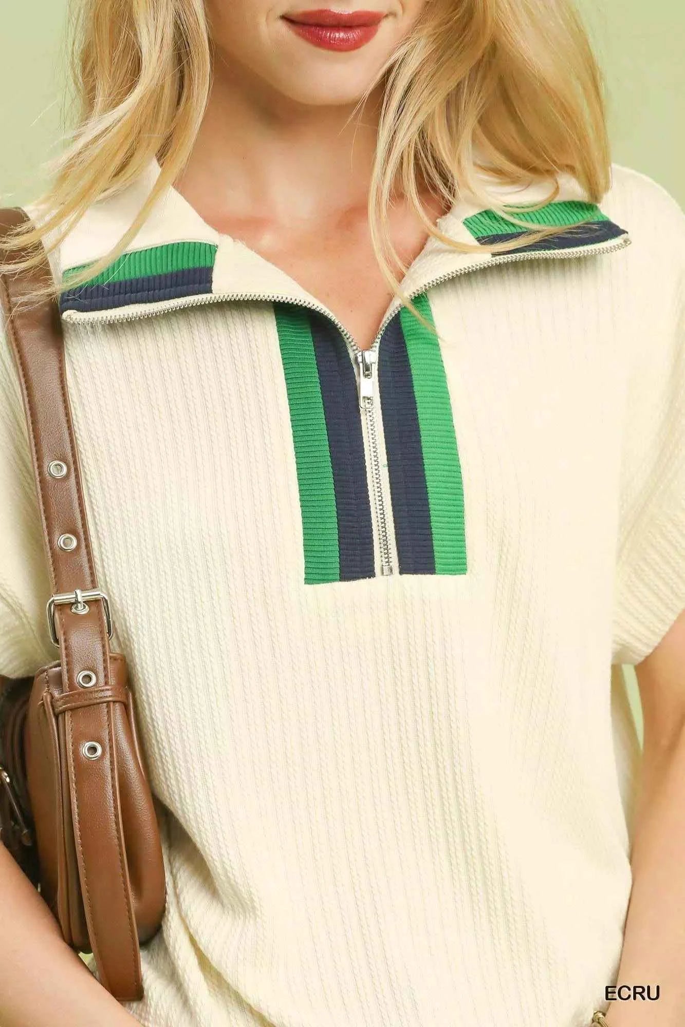 Umgee Textured Striped Zip Collar Knit Top b90e8b15-9e30-40ef-a5ac-8a1cbc35be65-Max-Origin
