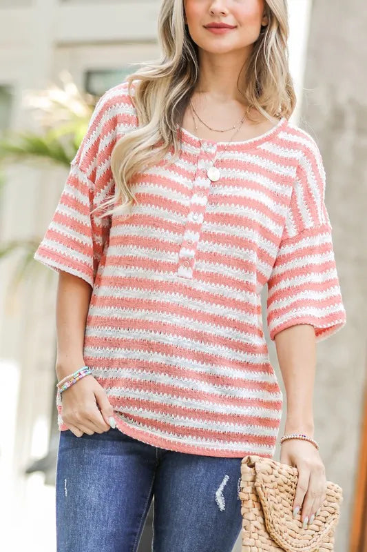 And The Why Stripe Knit Snap Button Front Casual Top PEACH ba378fa41d84437ba3f499811d446898-Max-Origin