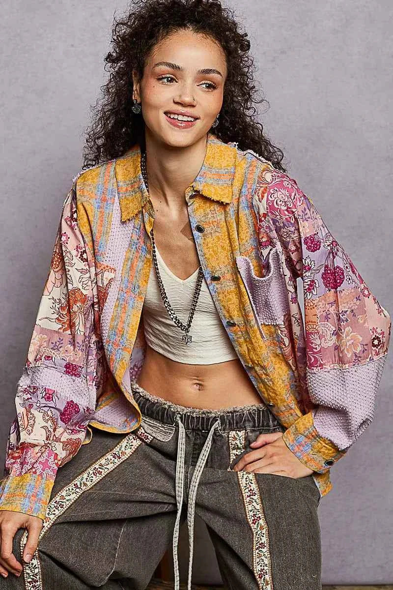 POL Printed Button Down Long Sleeve Exposed Seam Shirt bab8ef59-07ab-4e8c-9f25-edc812f0b945-Max-Origin