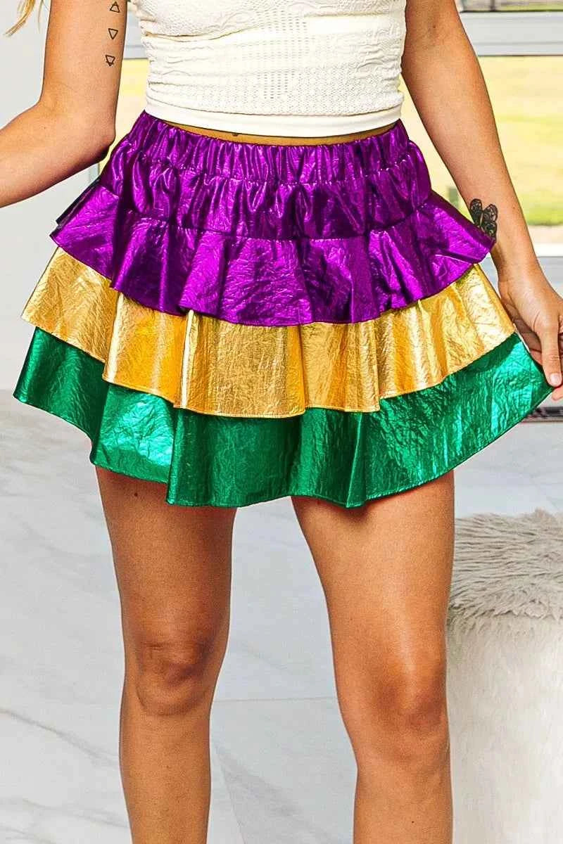 BiBi Mardi Gras Color Block Metallic Tiered Skirt bb3fbcddd5964f79818d7efc527d3647-Max-Origin
