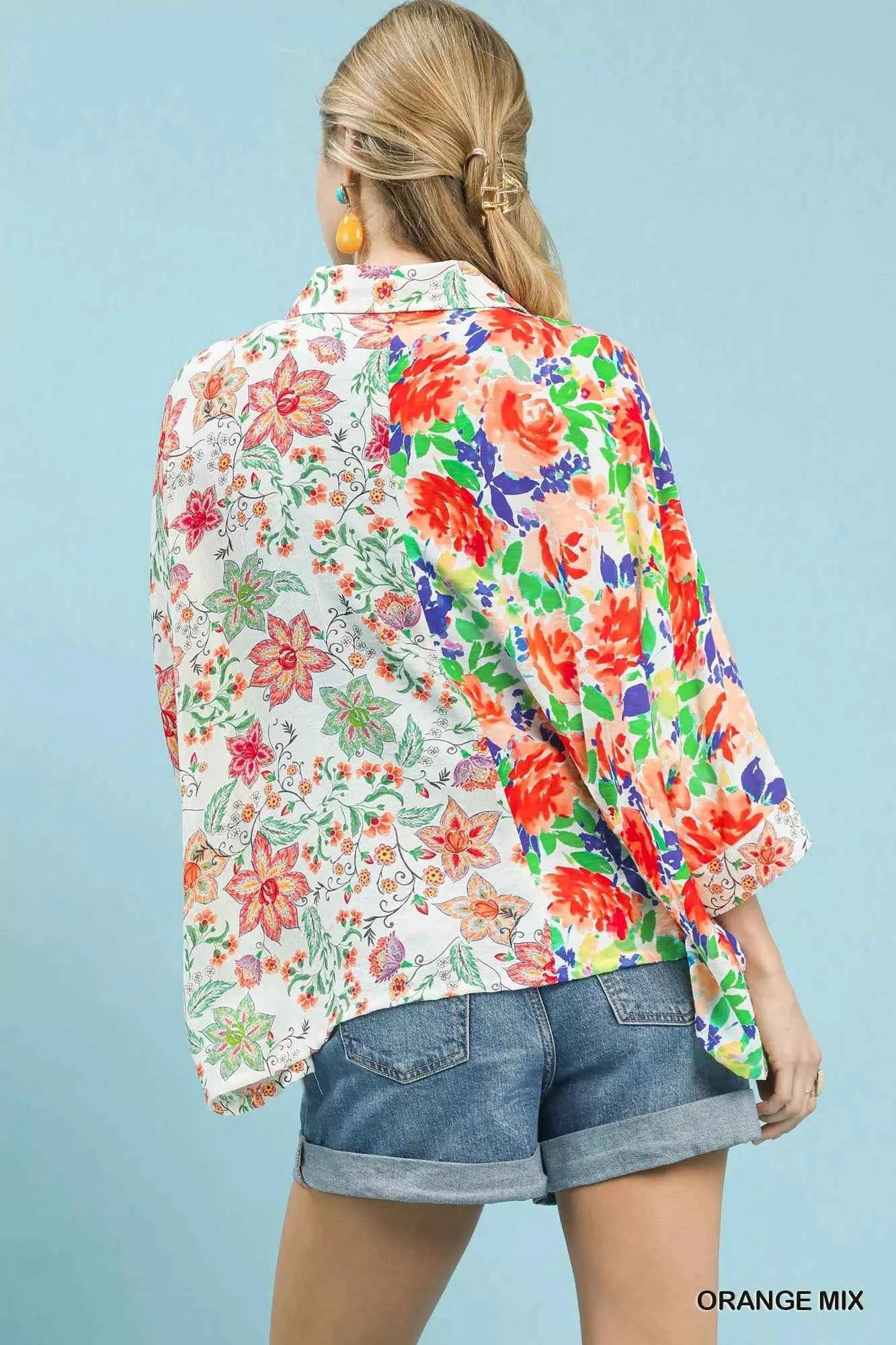 Umgee Mixed Floral Oversized Button Down Shirt bbde2cbe-d8d0-47c3-b38c-d2276ce86a45-Max-Origin