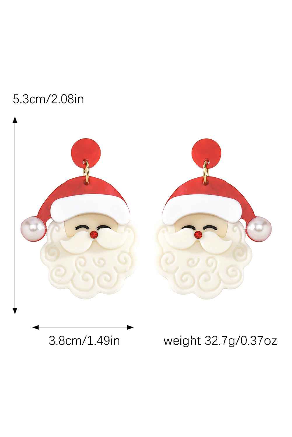 Fiery Red Bright Pearl Decor Cute Santa Christmas Earrings Fiery Red ONE SIZE 100%PMMA bc33d2d5a0450cbe