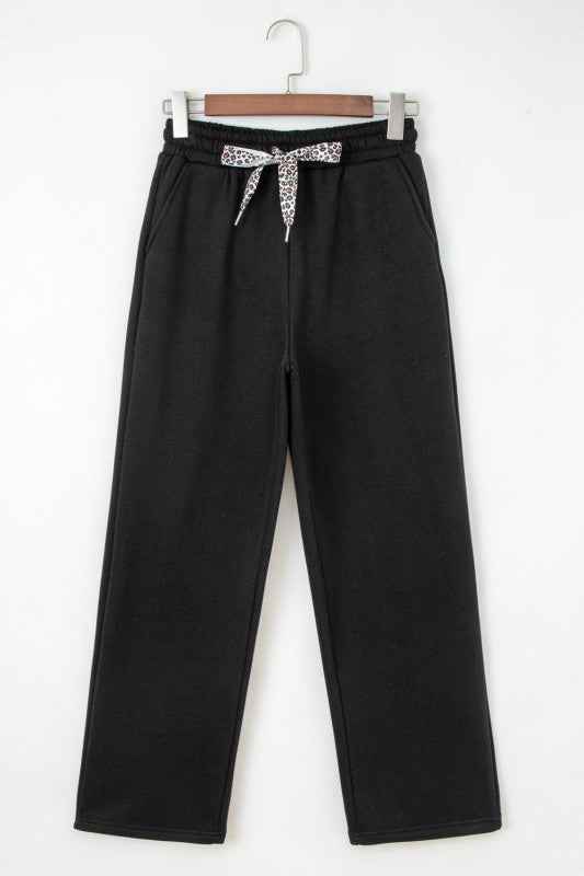 Leopard Drawstring Fleece Lined Elastic Waist Pant bc857778-de8b-4ab7-a08a-146802c82420