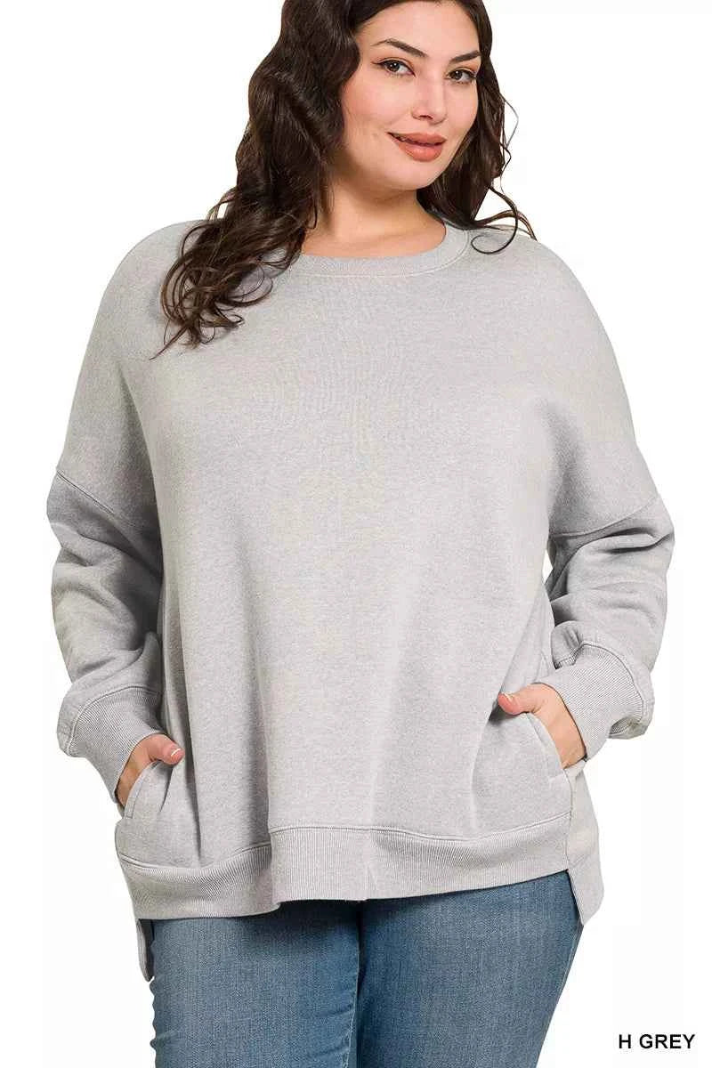 Zenana Full Size Fleece Hi-low Boyfriend Sweatshirts with Pockets Plus Size bcedb198-c102-4b64-ae06-3969c54e3e19-Max-Origin