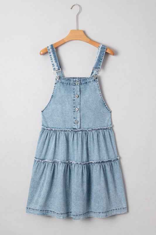 Denim Frill Tiered Flowy Dress Dusk Blue bd1c502b-c248-46ca-90d7-e1887ab94b08