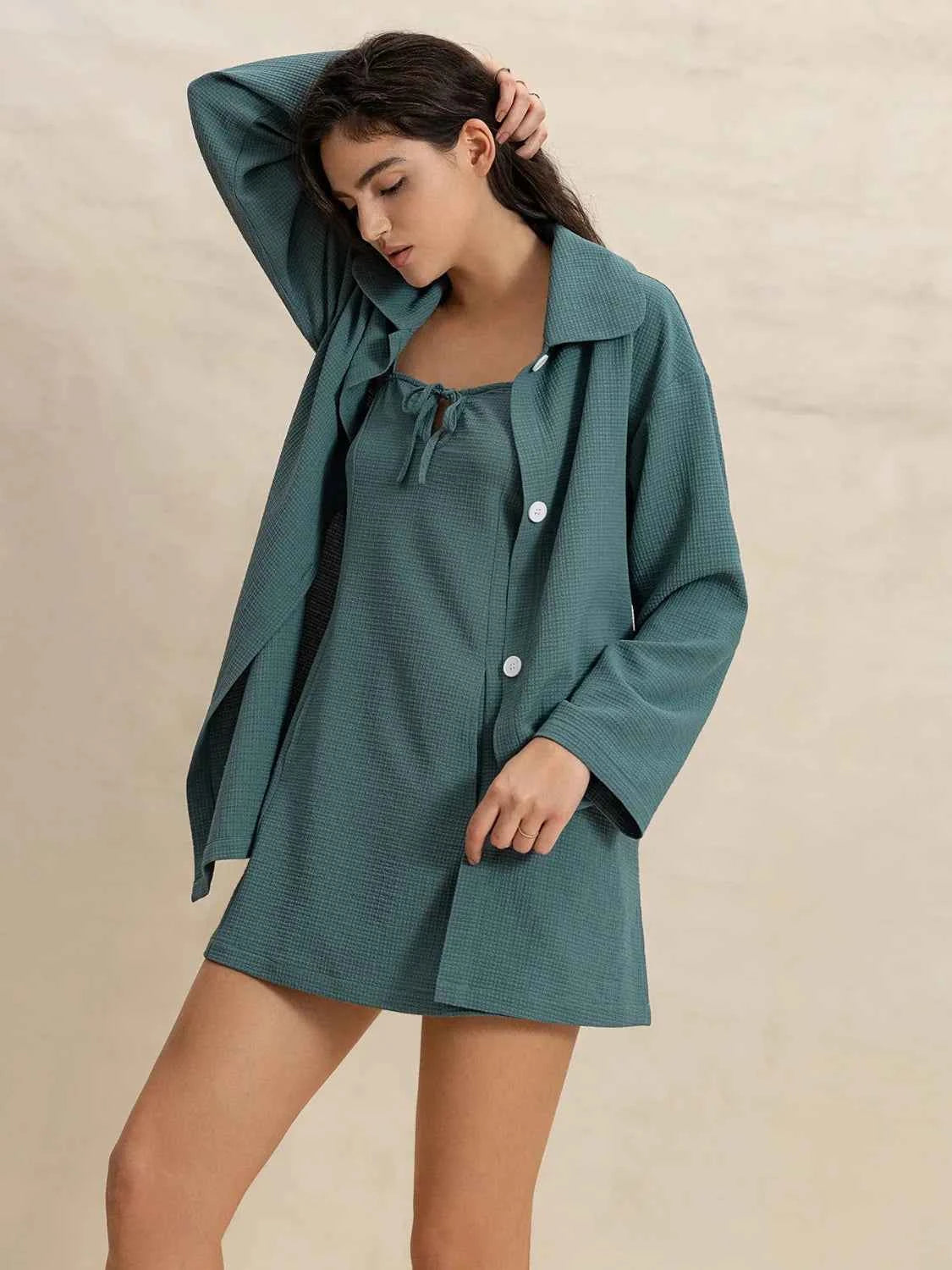 Tie Shoulder Mini Dress and Long Sleeve Top Set be06dc70-c6e3-465c-b4a3-13beb45e1c55-Max-Origin