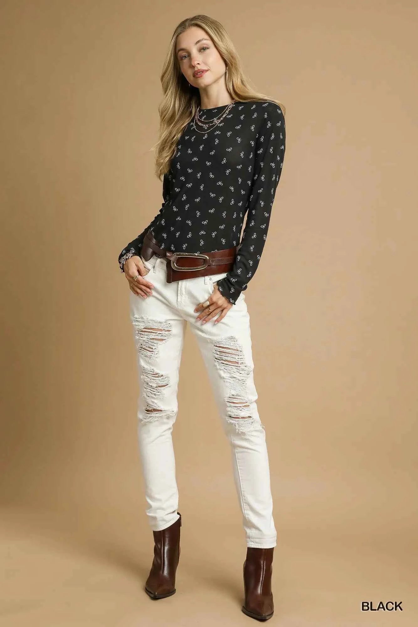 Umgee Bow Print Lightweight Knit Top bf9e4eea-fc44-4698-bffb-3f0eed1ec8b9-Max-Origin