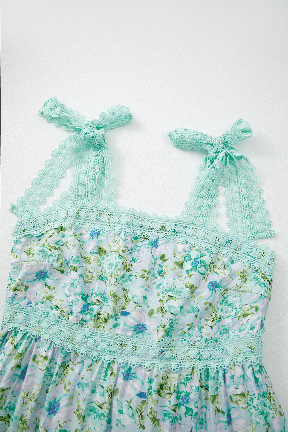 Green Floral Lace Tied Strap Empire Waist Maxi Dress c0fadc26140d43f7