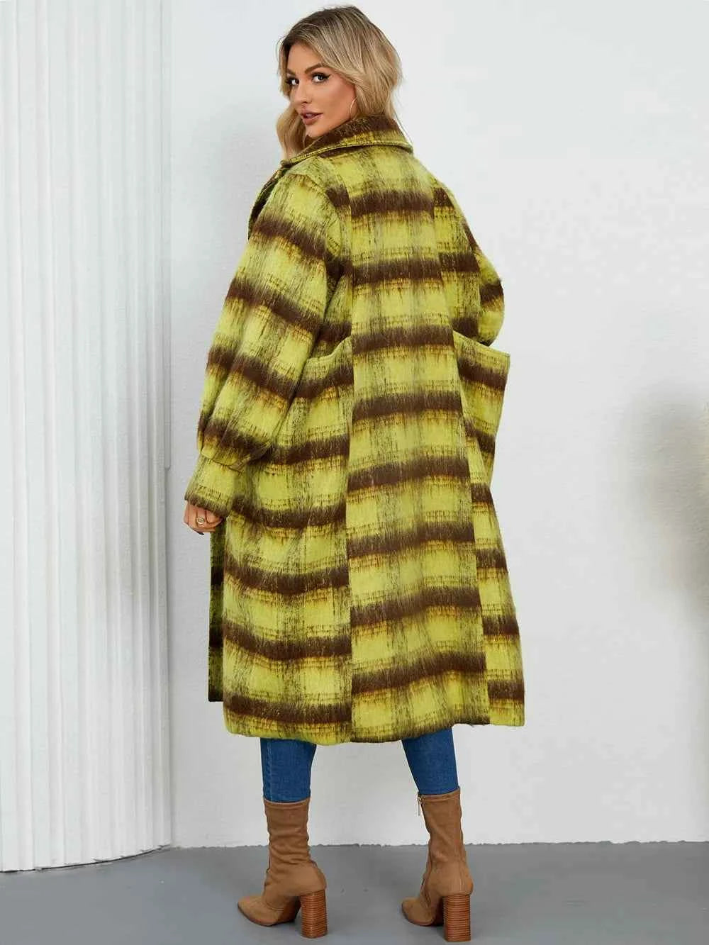 Contrast Double-Breasted Long Sleeve Longline Coat c3095fb6-abb8-4865-93b1-1c4d13bb232b-Max