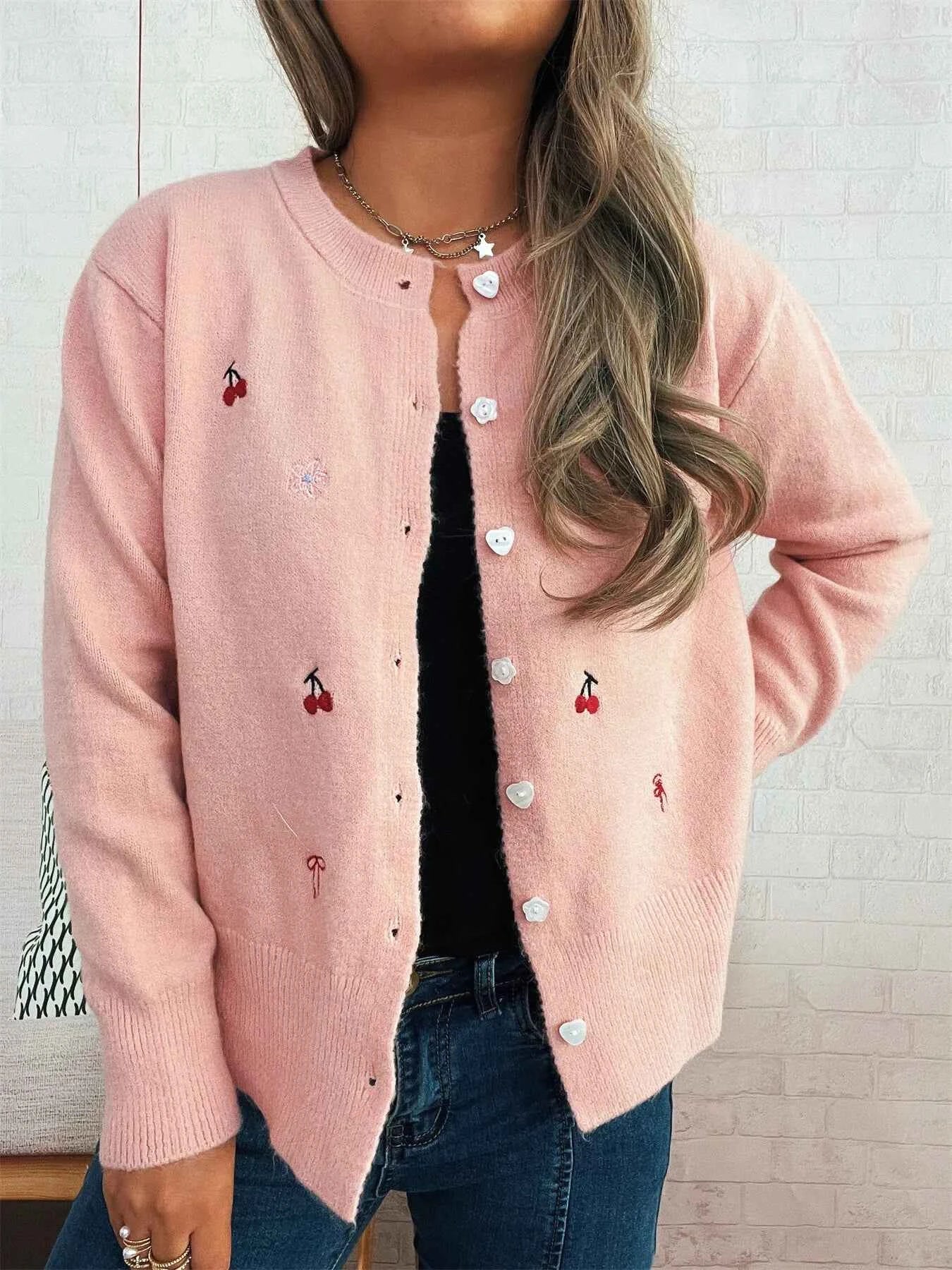 Ribbed Button-Front Knit Cardigan Pink One Size c39c52fc49ec4299bf89cd4974e0a9c6-Max-Origin