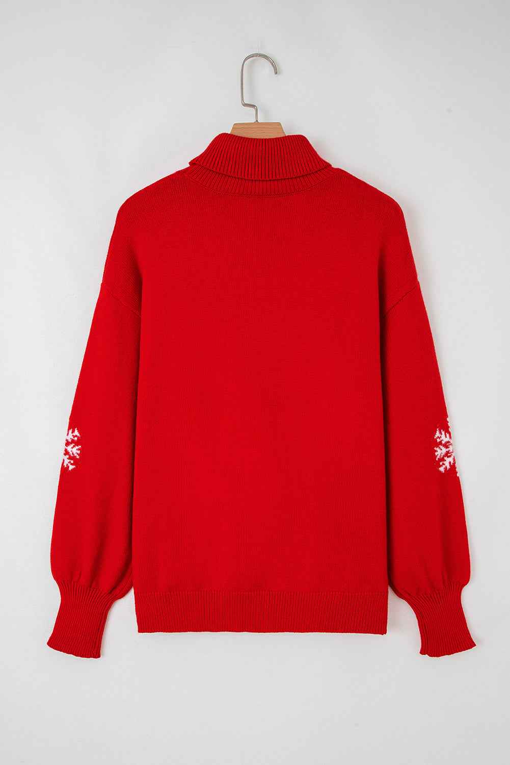 Fiery Red Merry Snowflake Pattern Christmas Turtleneck Sweater c3da537df5945f64