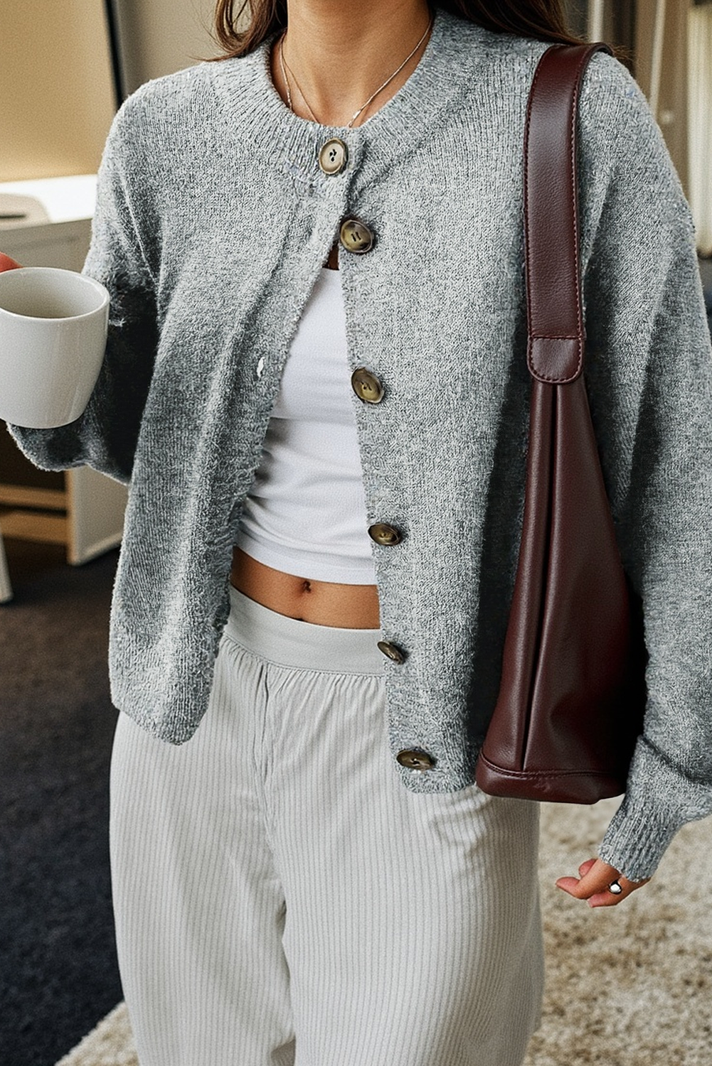 High Rise Button Up Long Sleeve Knitted Cardigan c4177676f1506485