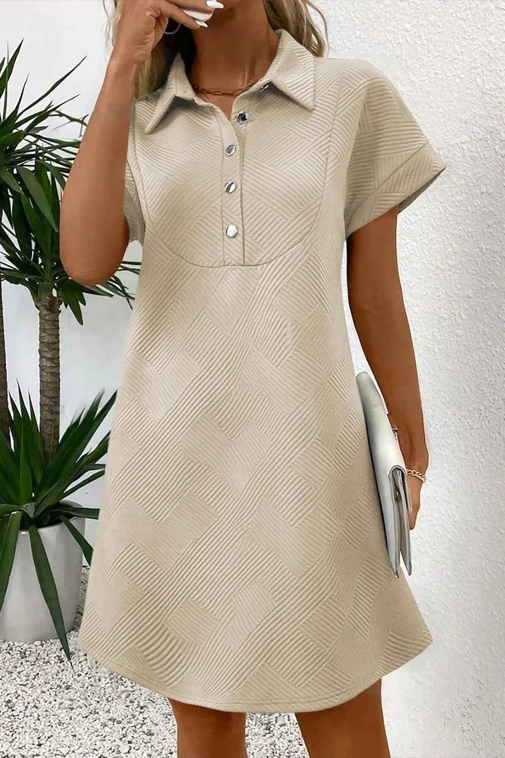Button Front Short Sleeve Mini Dress c4b52b7e-6856-435d-a82e-c2dee4291a3c-Max-Origin