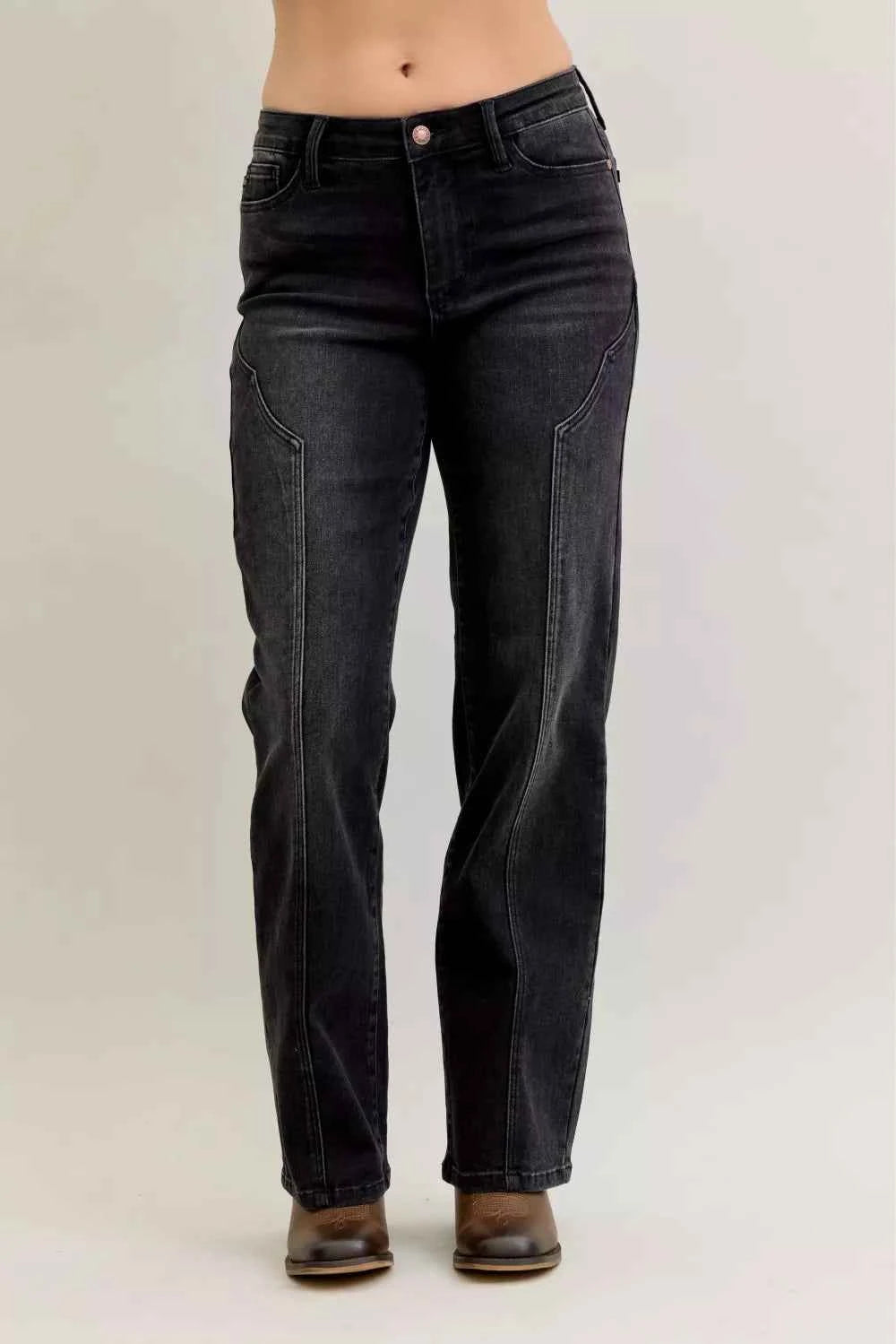 Judy Blue Mid Rise Straight Western Seam Detail Jeans c4bc327b19394f7aacf04a76c7215728-Max-Origin