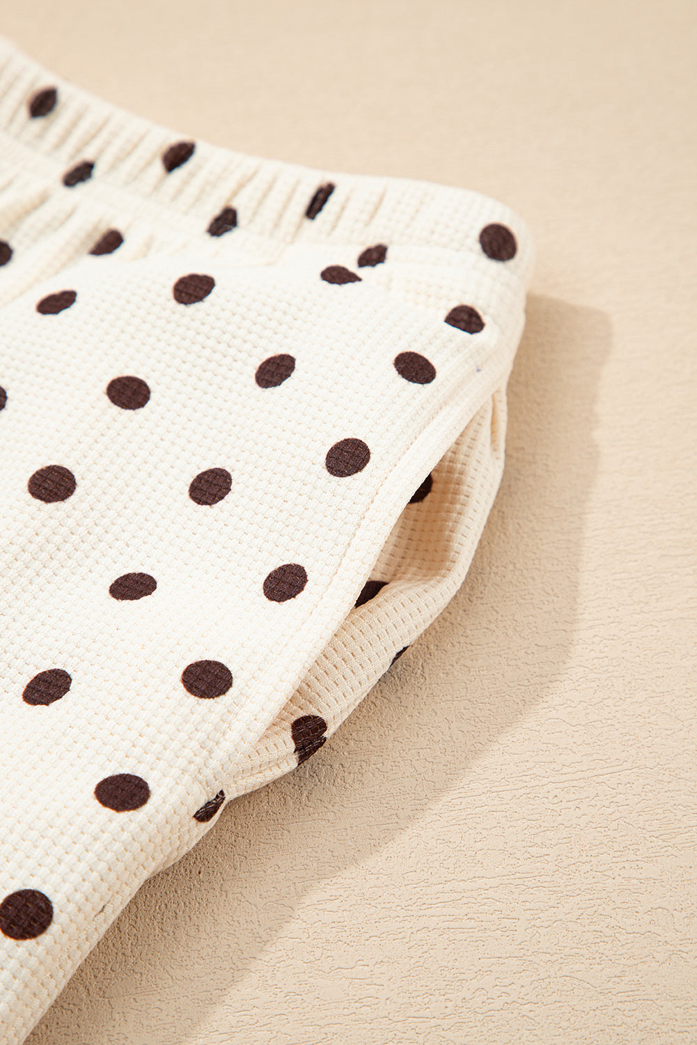 White Polka Dot Print Pullover Drawstring Jogger Pants Pajama Set c4e106257463a765