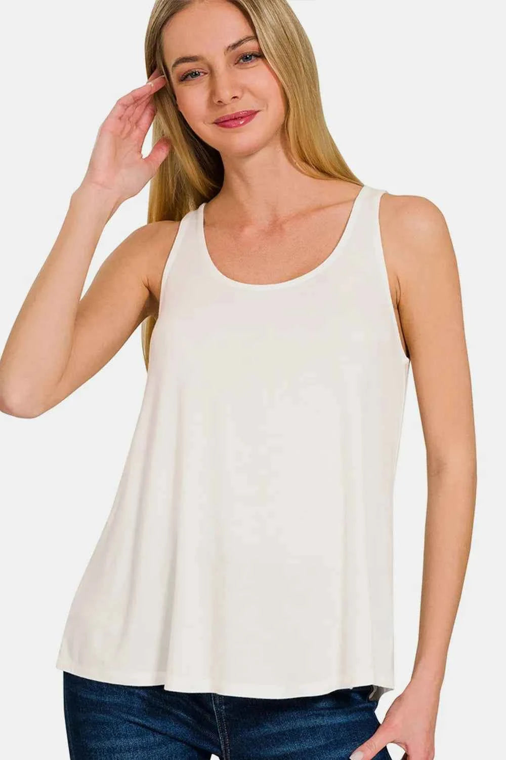 Zenana Round Neck Flowy Hem Tank c557e991-6417-4d66-8bf7-dcad58566ccd-Max