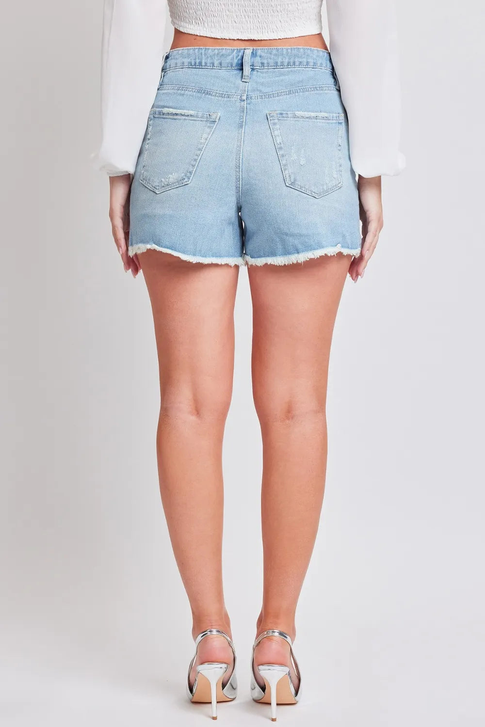 YMI Jeanswear Distressed Frayed Hem Denim Shorts c6f2982e-e227-4e2c-a697-8f9788e4de02-Max