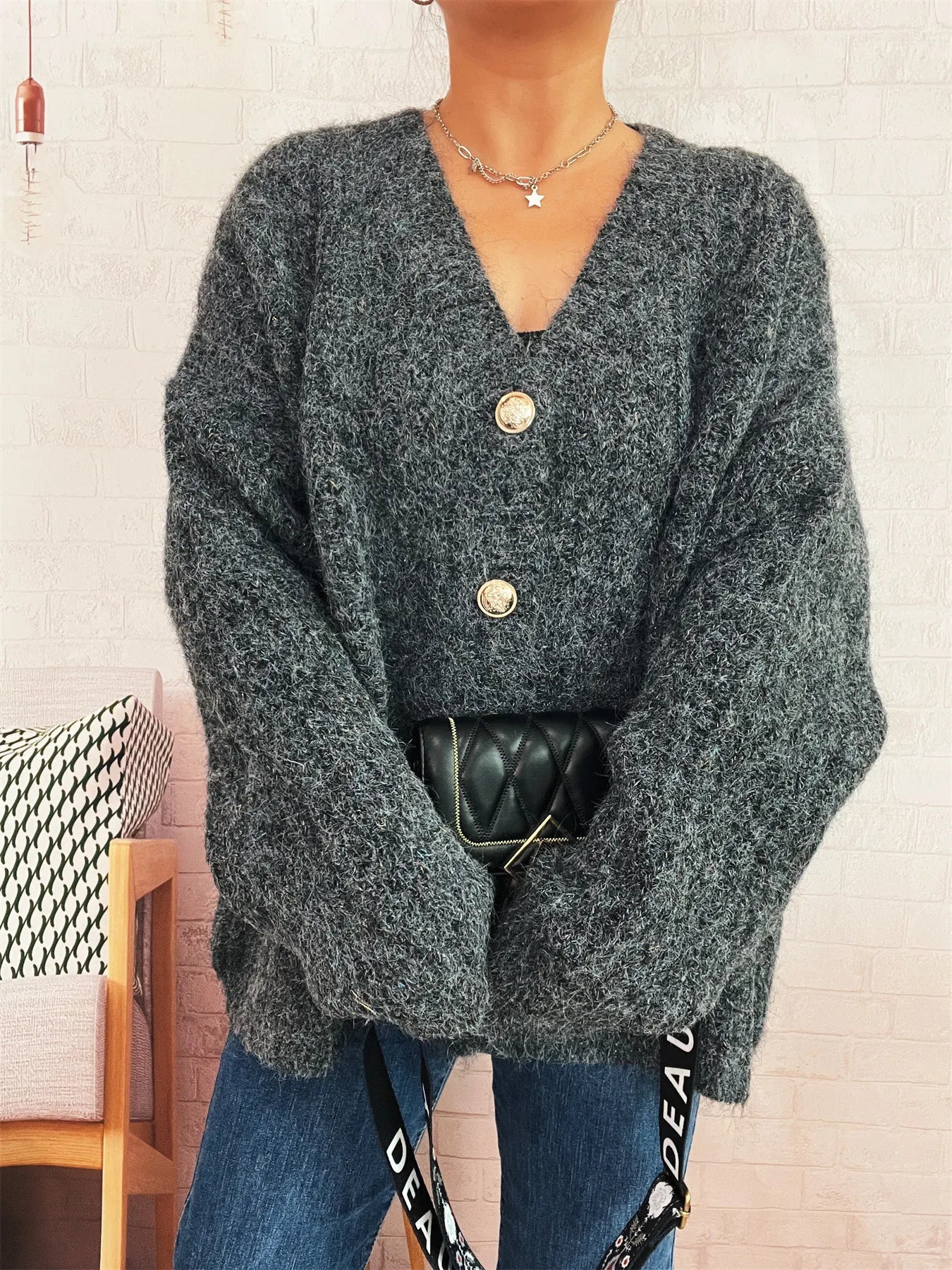 Cable Knit Button-Up Cardigan c84486d4000d4ff2837d1a554ad1eada-Max-Origin