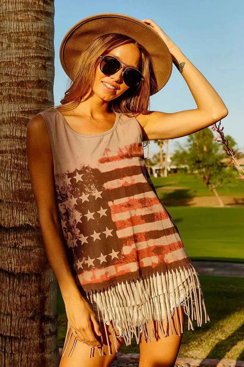 BiBi American Flag Print Knit Sleeveless Top TERRACOTTA c8bd1938a9674e33ace06a304fdafc09-Max-Origin