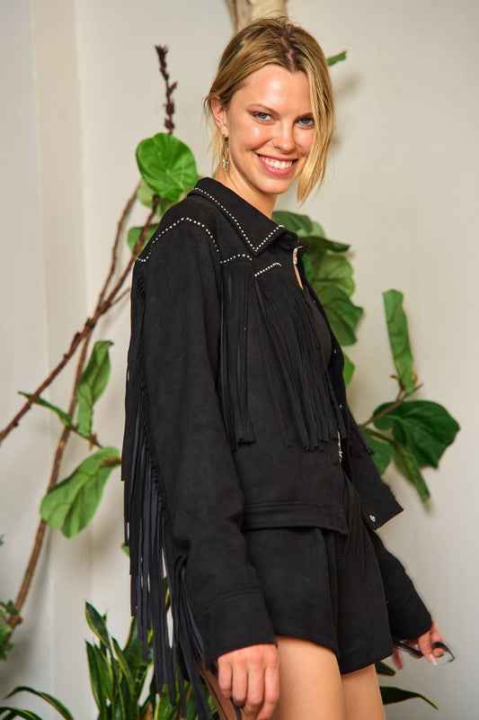 Suede studded fringe jacket PLUS JJO5009P c97d8535-6f04-4a6b-aace-c7c2f60992a1