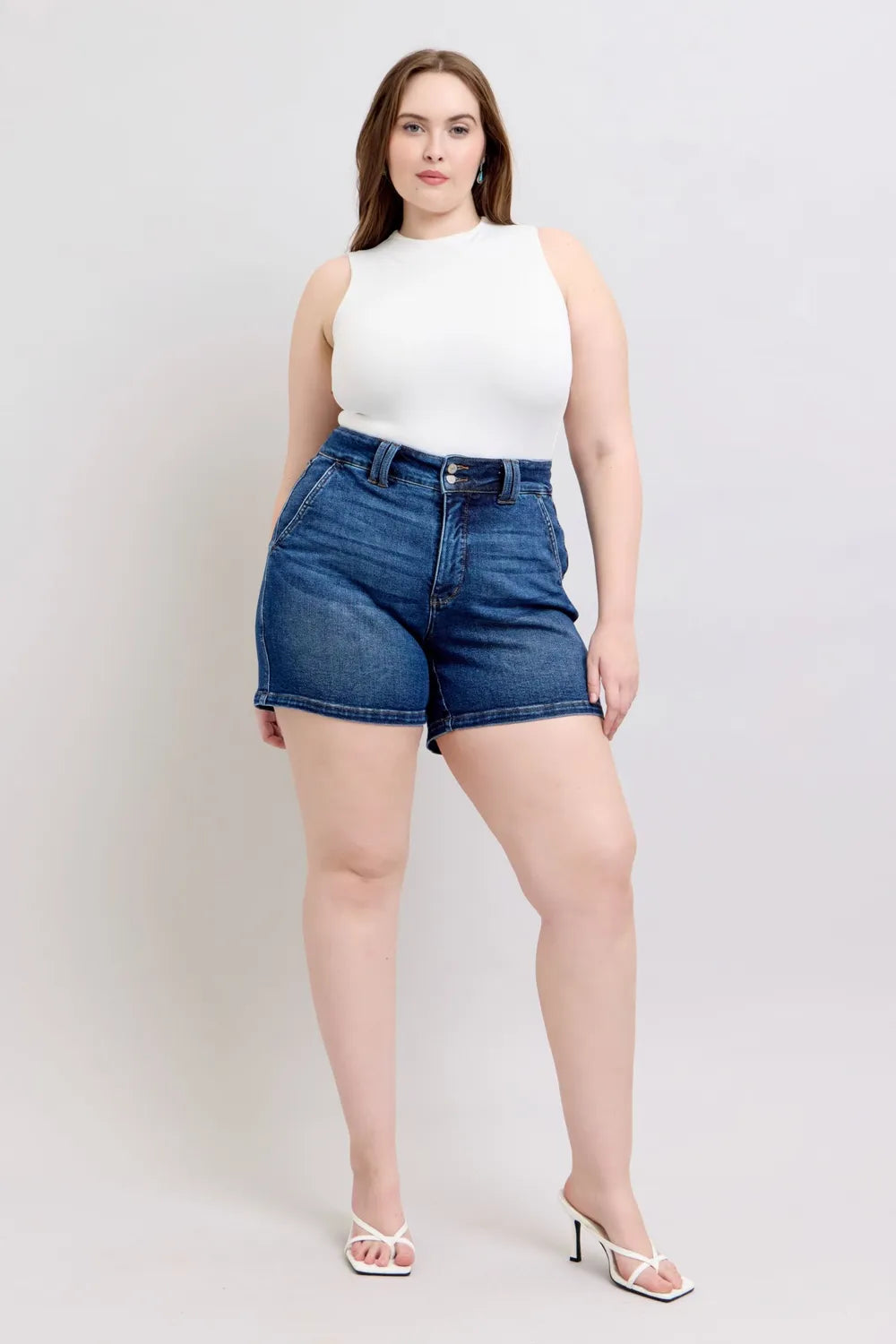 Judy Blue Full Size Double Button Waistband Denim Shorts Plus Size c97f623a-ec04-4605-b692-a60bd6a380d7-Max