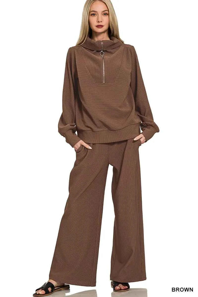 Zenana Ribbed High Neck Half Zip Pullover & Pants Set BROWN c982801b932b41cea4f65a2cadc2408e-Max-Origin_4190f980-aa4e-4b60-9401-f2525b0c191f