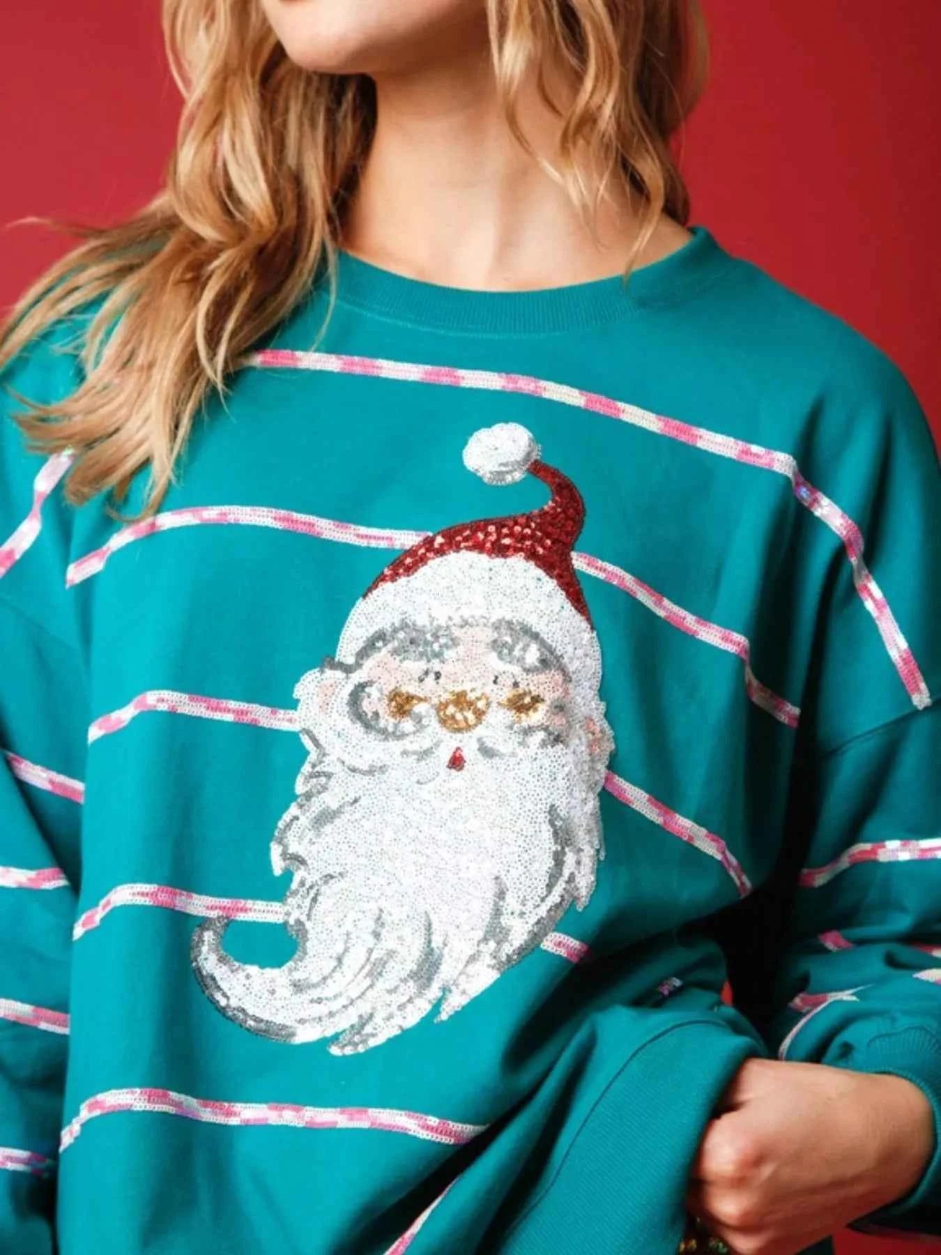 Christmas Santa Striped Long Sleeve Sweatshirt cbb9ba0c-40ab-4dc6-9dfd-be06cabfaed2-Max-Origin