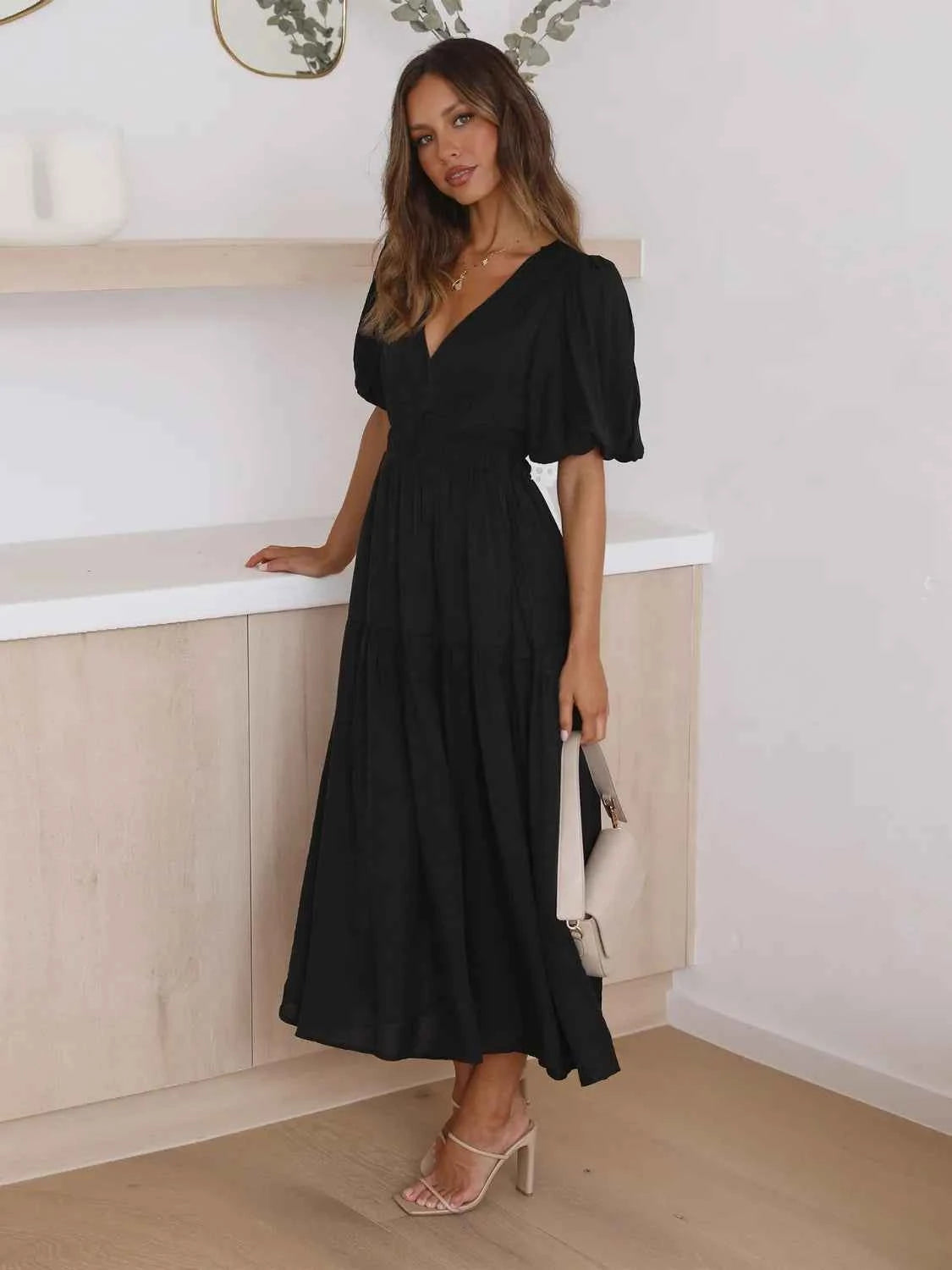 Tiered Surplice Half Sleeve Midi Dress cc1f98b5-44f1-456c-8617-9ed1822f3518-Max-Origin