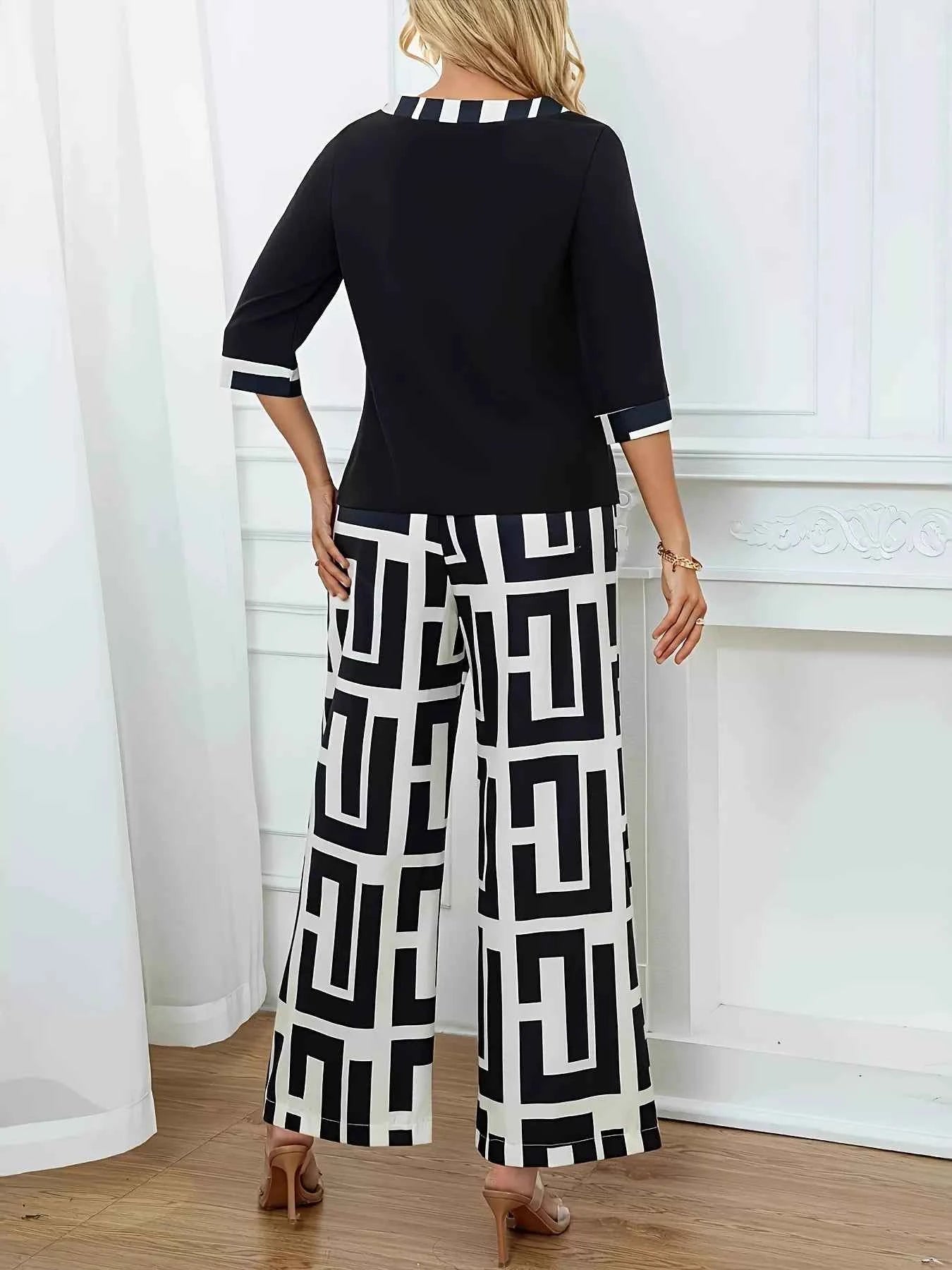 Round Neck Top and Wide Leg Pants Set cd678de8a4cc42d88ceab5c56bf3cae8-Max-Origin