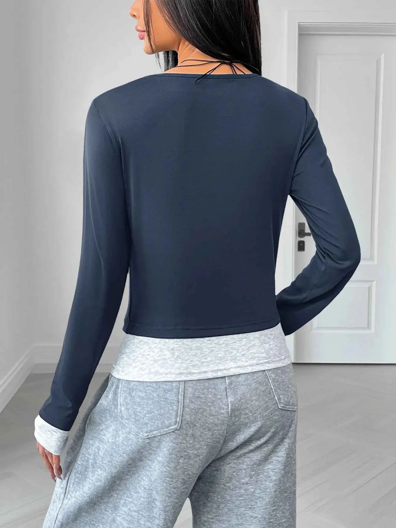 Long Sleeve Button Front Fitted T-Shirt cd8a9128-caf4-403c-9697-a1bcbcff3e64-Max-Origin