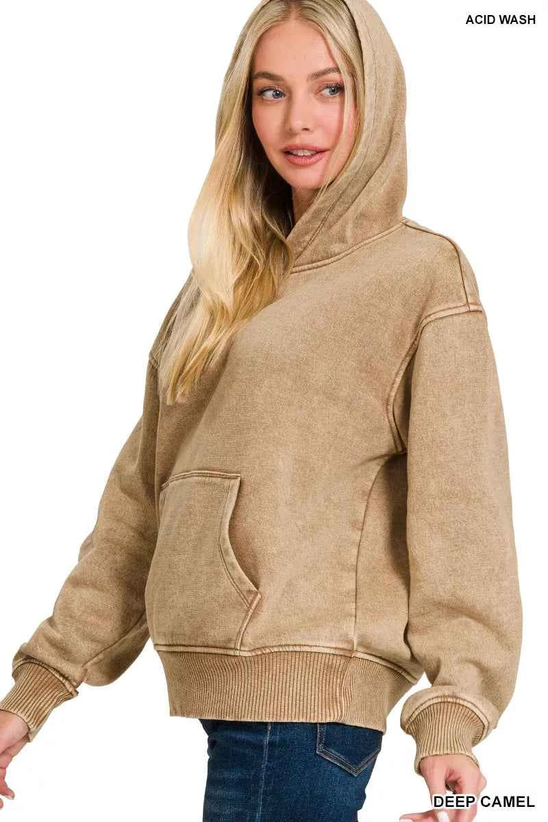 Zenana Fleece Acid Wash Kangaroo Pocket Hoodie cd8e10e9-15ac-4766-b55f-900ebbe48124-Max-Origin