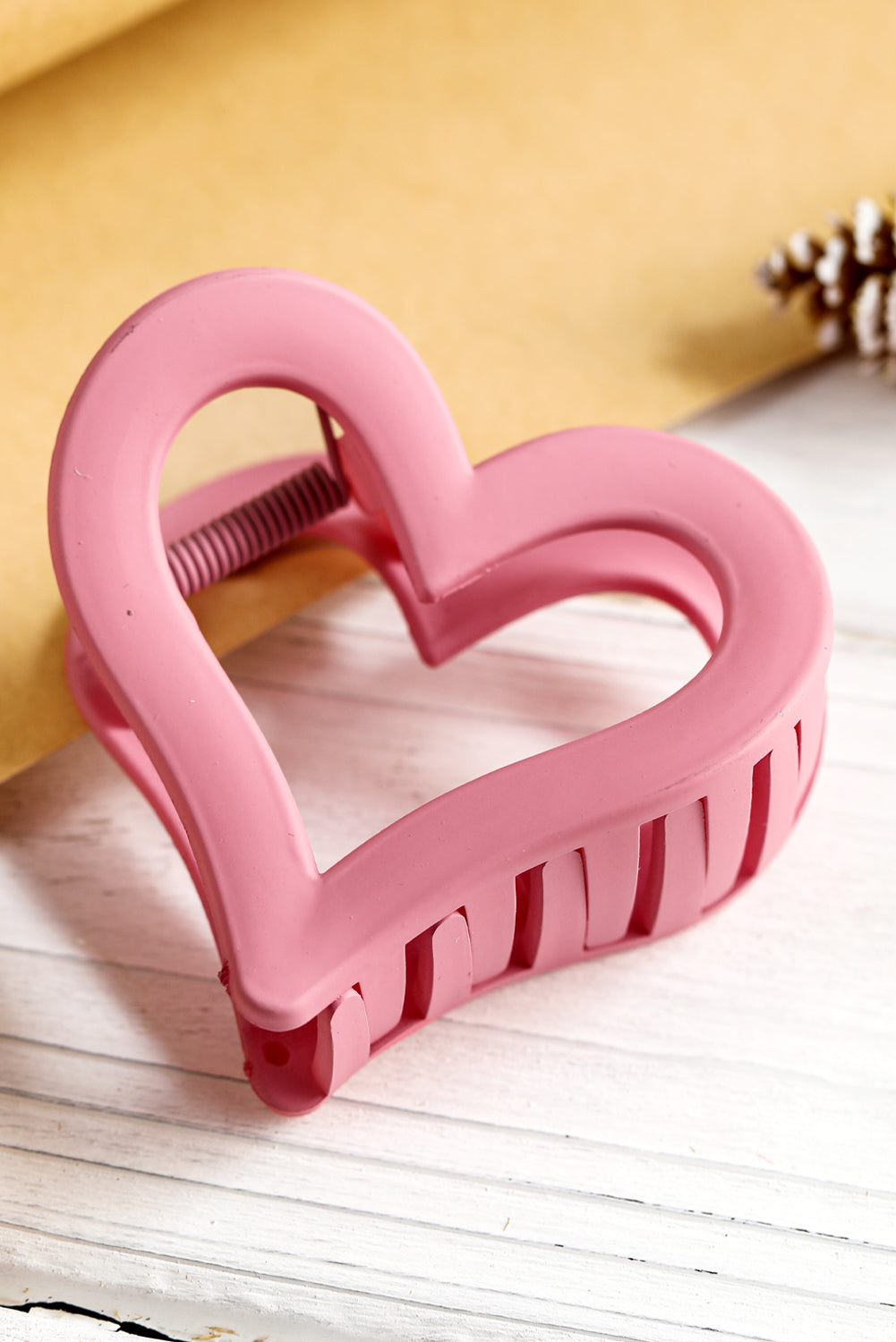 Light Pink Simple Frosted Heart Shaped Hair Claw Clip Light Pink ONE SIZE 100%PMMA ce60f9ed10aef795