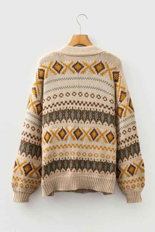 Western Knit Buttoned V-Neck Cardigan Sweater cecefadf-2df1-4501-91dc-a2021cfb9a05
