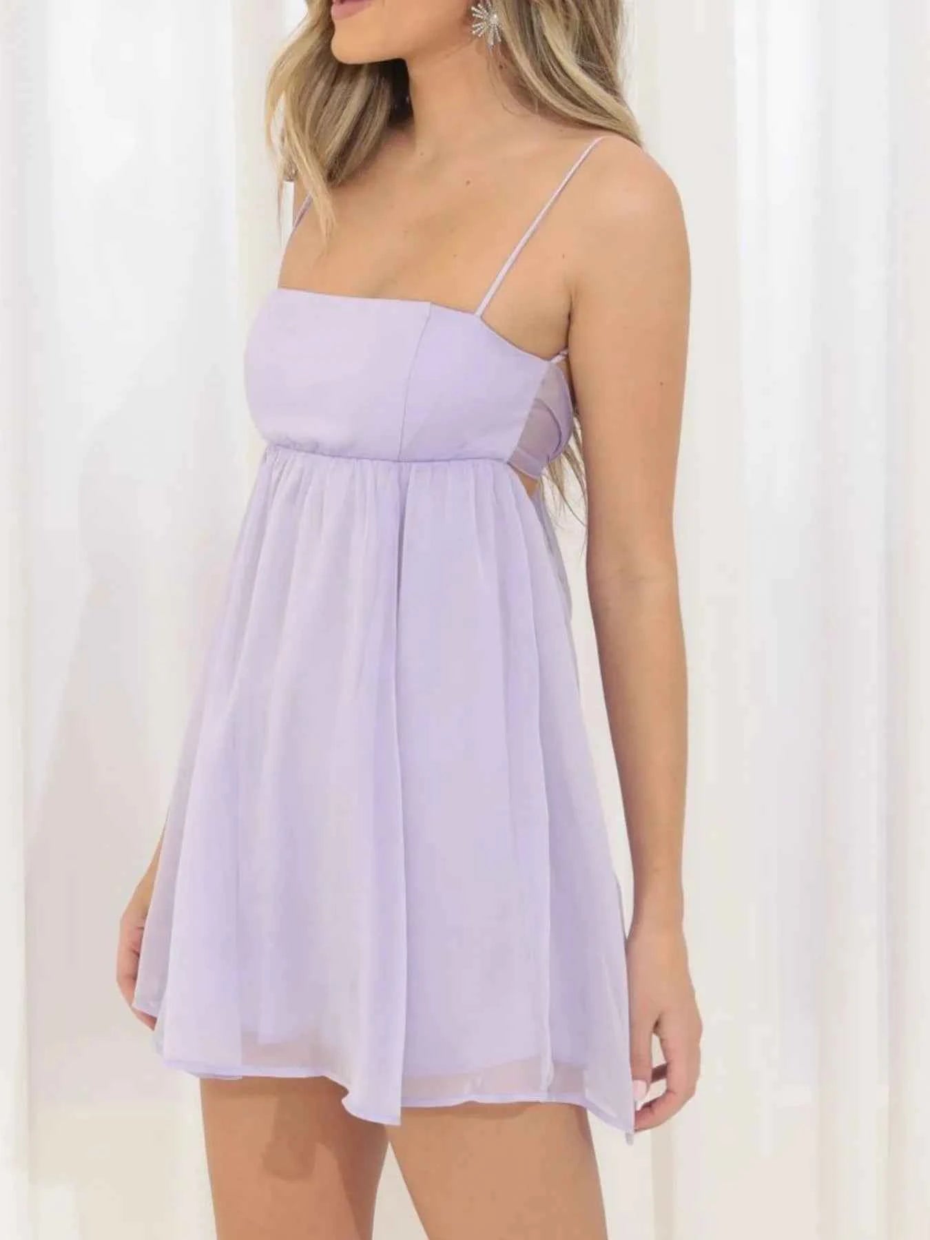 Tie Back Spaghetti Strap Mini Dress cf482db4-2d0b-4f9f-882b-b0b58e629135-Max-Origin