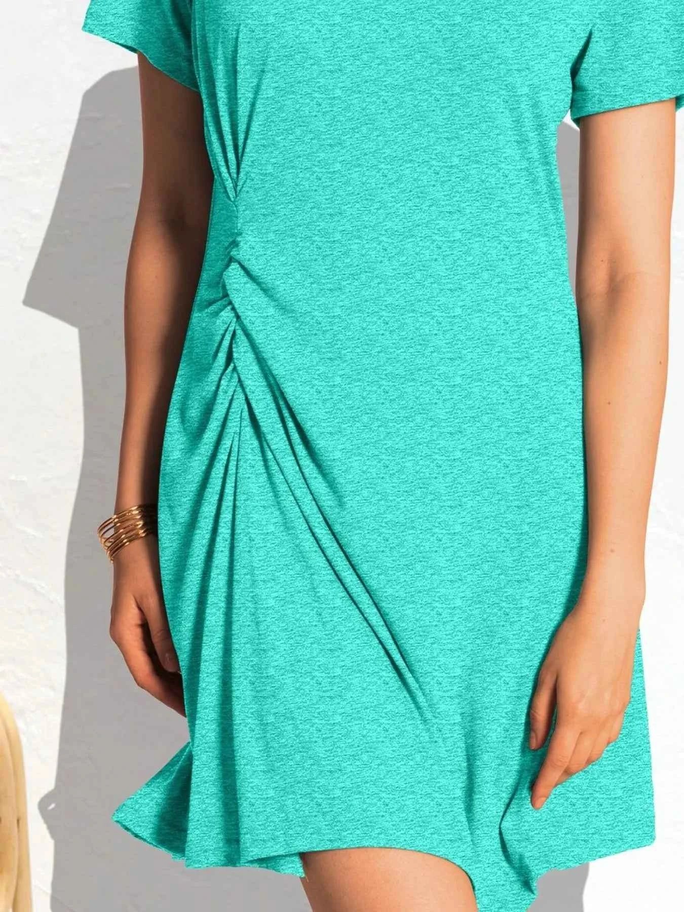 Ruched Short Sleeve Mini Tee Dress cfcda3d0-c375-444f-b01f-e2b1e5583823-Max-Origin