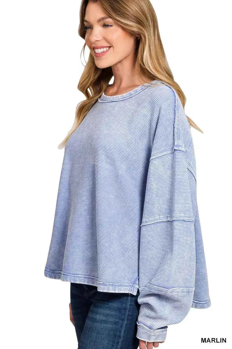 Zenana Acid Washed Exposed-Seam Sweatshirt d0d82e84b5e244a1a5c45f0c1a6d1f6e-Max-Origin