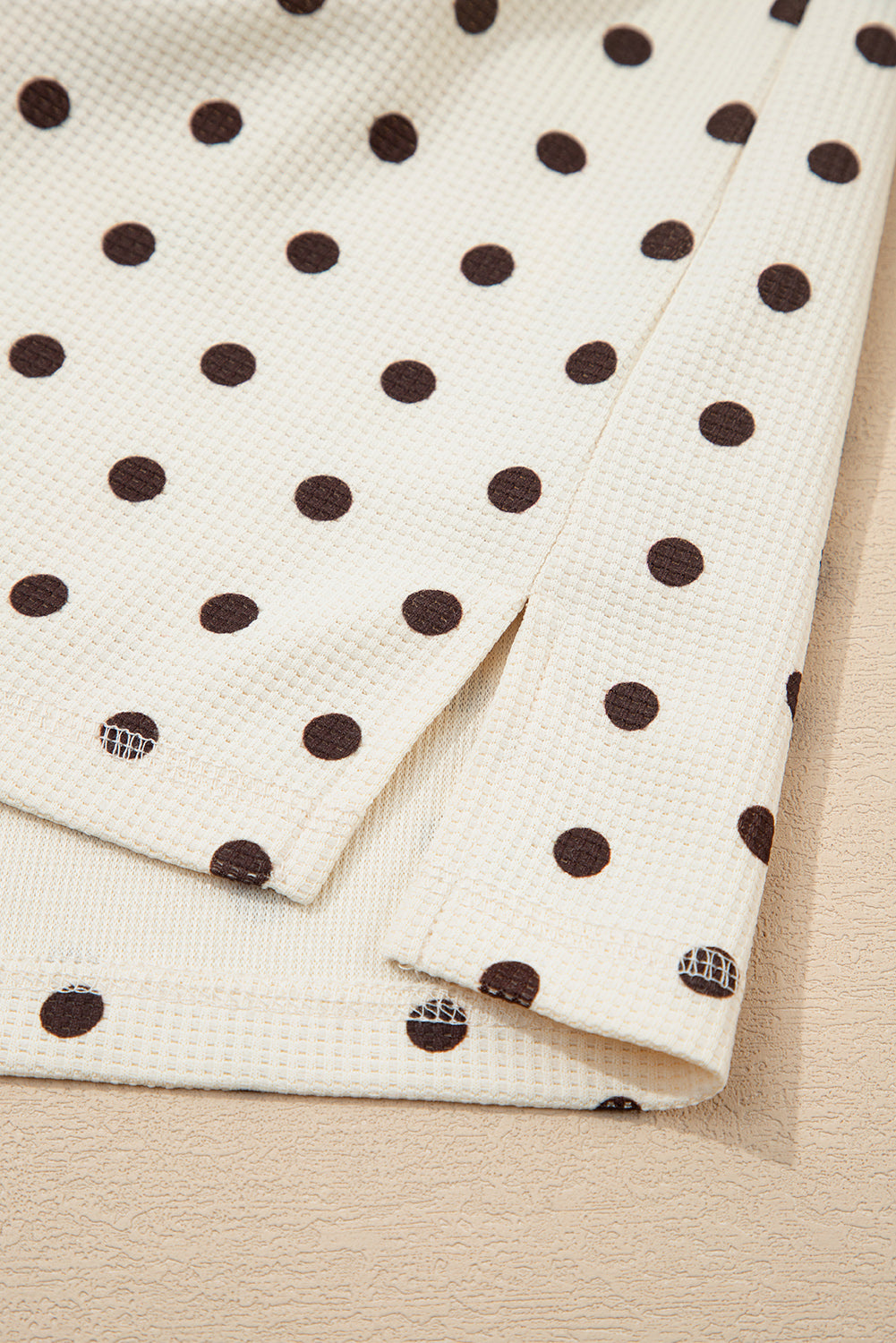 White Polka Dot Print Pullover Drawstring Jogger Pants Pajama Set d128f7654db3bf39