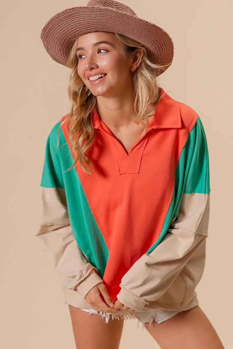 BiBi Colorblock Exposed Seam French Terry Sweatshirt d12db64061af436187dd4b521cef9fe4-Max-Origin