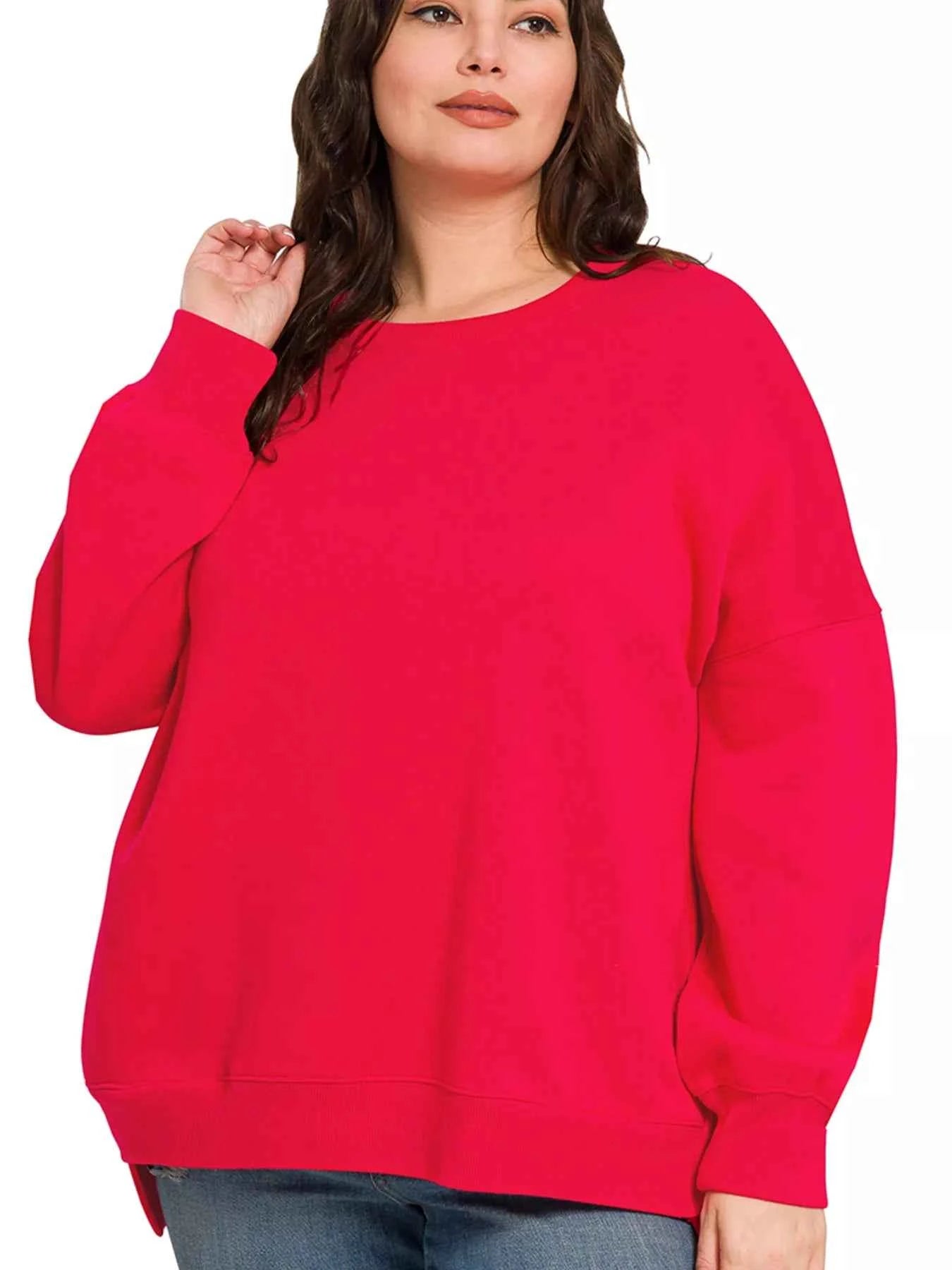 Zenana Full Size Fleece Hi-low Boyfriend Sweatshirts with Pockets Plus Size d18fef224318431f8bb80eecd0da3bb3-Max-Origin