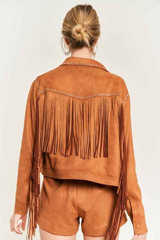 Suede studded fringe jacket PLUS JJO5009P d23852cc-6e19-443e-a7b5-8dbdba04e0db