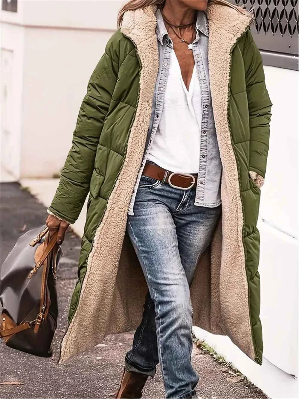 Full Size Zip Up Sherpa Hooded Coat Matcha Green d2525770-7e8d-4e25-9950-db415401aeef-Max