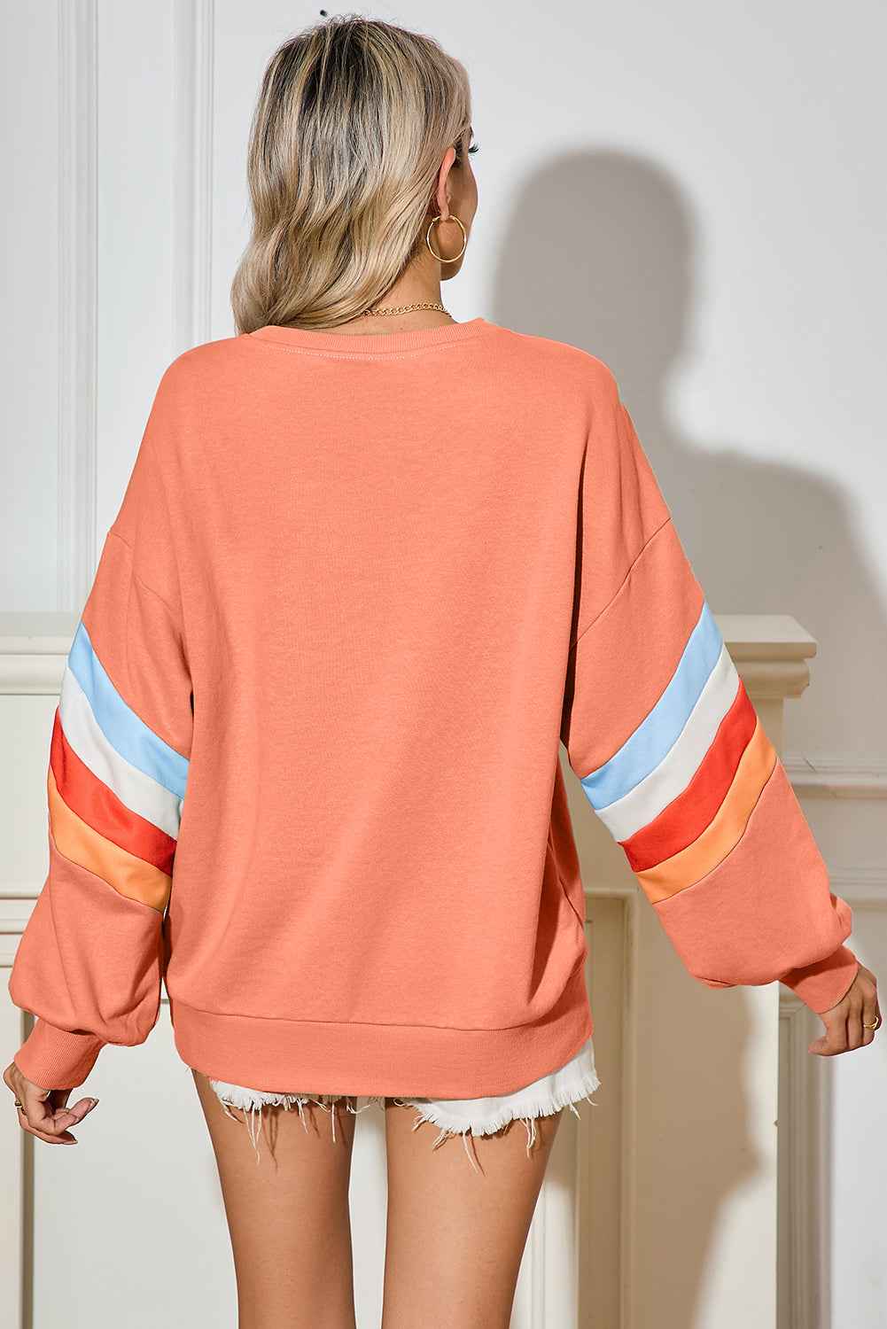 Moonlight Jade Patchwork Drop Sleeve Loose Sweatshirt d29bfb0da444251d