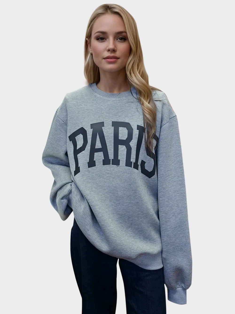 Basic Bae PARIS Round Neck Long Sleeve Air Scuba Sweatshirt Gray d2ca87a4-5de4-4d88-a691-d32b8083c186-Max