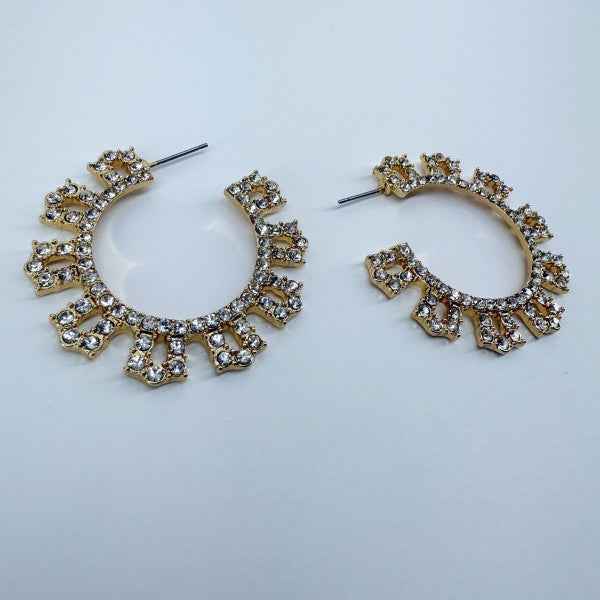 Gold or Silver Finish Clear Rhinestones Round Hoop d2d1dc4f-ec03-4dd3-97a8-73e9100992ec