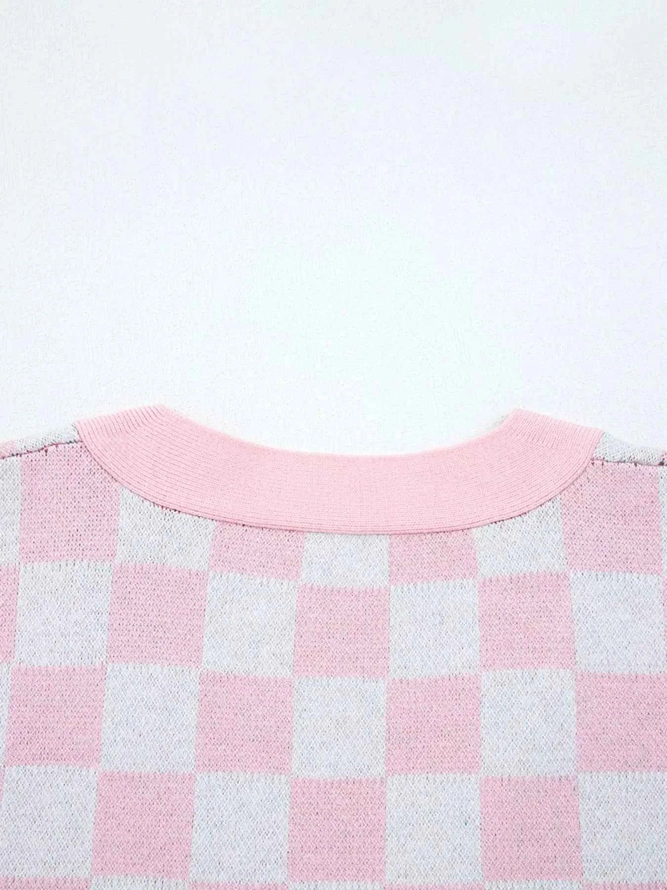 Christmas Tree Pattern Checkered Button V Neck Cardigan d2eac6aa6bbc40e1a607ba1ba1d40715-Max-Origin