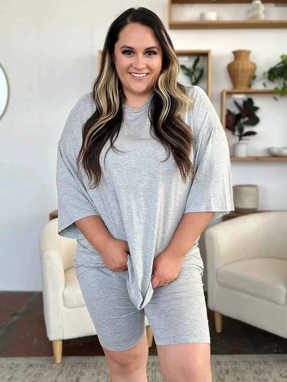 Basic Bae Bamboo Full Size Round Neck Drop Shoulder T-Shirt and Shorts Set d3a0f1c0-f409-4cca-9b68-5e8da65acf02-Max