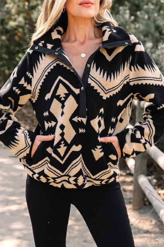 Western Aztec Fleece Half Zip Sweatshirt d3d5d9c6-e902-4db1-a3fe-6e55f943ae66