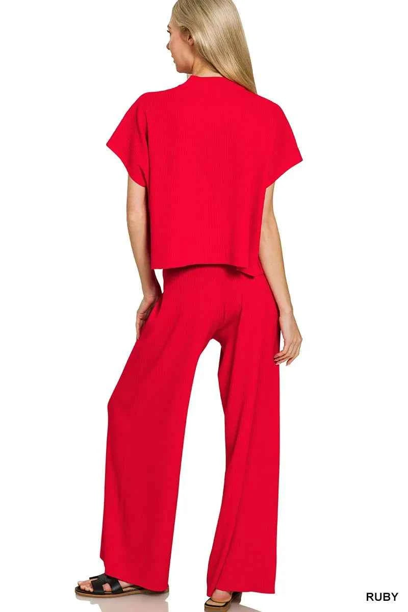 Zenana Viscose Sweater Short Sleeve Top and Pants Set d432d28922794d64b266f722701e4ad9-Max-Origin