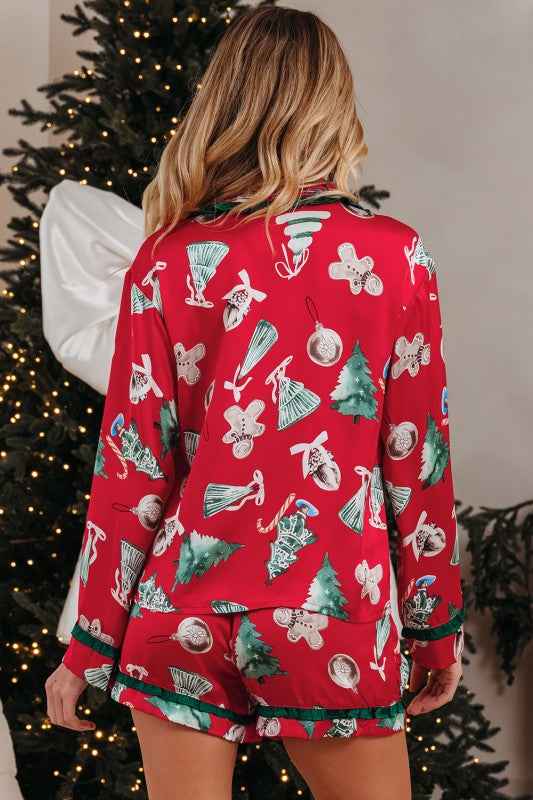 Christmas Bow Ruffle Trim Pajama Set d5a9b49c-8d07-4a31-b541-0dd1b9505f10
